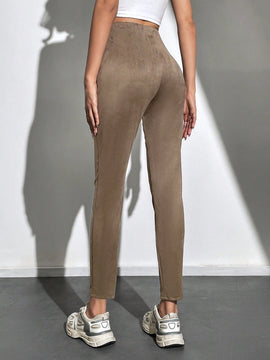 Tall Pantalon Con Cintura Alta En Un Solo Color Con Detalles De Costura