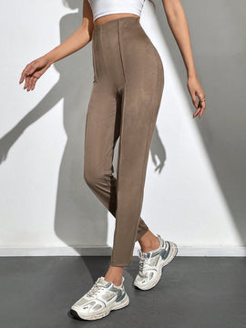 Tall Pantalon Con Cintura Alta En Un Solo Color Con Detalles De Costura