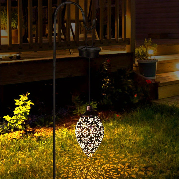 1pc Farol Solar Colgante para Exteriores - Luz de Jardín Impermeable con Sensor Automático, Diseño Antiguo para Patio, Sendero o Jardín - Construcción en Hierro Fundido Resistente, Panel Solar Desmontable para Fácil Limpieza - Iluminación Decorativa y Pa