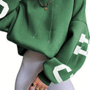 Ezwear sudadera con capucha informal para mujer con estampado de letras, para otono/invierno