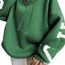 Ezwear sudadera con capucha informal para mujer con estampado de letras, para otono/invierno