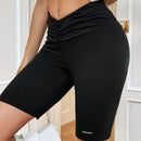 Essnce Pantalones Cortos Casuales De Cintura Alta Con Pliegues En Forma De V Para Mujeres