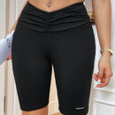 Essnce Pantalones Cortos Casuales De Cintura Alta Con Pliegues En Forma De V Para Mujeres