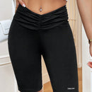 Essnce Pantalones Cortos Casuales De Cintura Alta Con Pliegues En Forma De V Para Mujeres