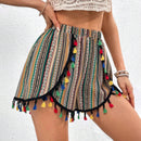 VCAY Pantalones Cortos De Estilo De Vacaciones Para Mujeres Con Detalle De Borlas