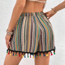 VCAY Pantalones Cortos De Estilo De Vacaciones Para Mujeres Con Detalle De Borlas