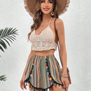 VCAY Pantalones Cortos De Estilo De Vacaciones Para Mujeres Con Detalle De Borlas