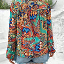 VCAY Blusa De Manga De Farol Impreso Completo