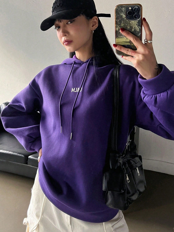 Dazy sudadera con capucha minimalista con estampado de letras para mujer, uso casual diario