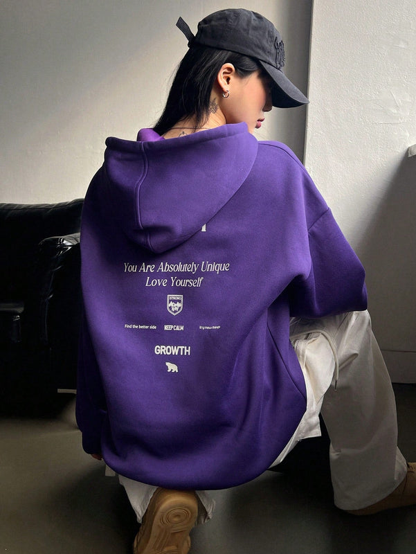 Dazy sudadera con capucha minimalista con estampado de letras para mujer, uso casual diario