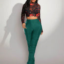 SXY Pantalones Anchos Con Dobladillo Con Abertura