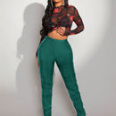 SXY Pantalones Anchos Con Dobladillo Con Abertura