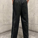 Pantalones Largos Con Cintura Con Cordon Y Dobladillo Enrollado De Color En Contraste Para Mujer