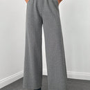 Pantalones de cintura alta y pierna ancha de espiga sin cinturon