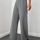 Pantalones de cintura alta y pierna ancha de espiga sin cinturon