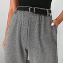 Pantalones de cintura alta y pierna ancha de espiga sin cinturon