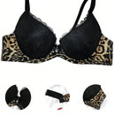 Sosten Con Aro Y Encaje Con Estampado De Leopardo Para Mujeres