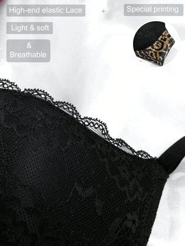 Sosten Con Aro Y Encaje Con Estampado De Leopardo Para Mujeres