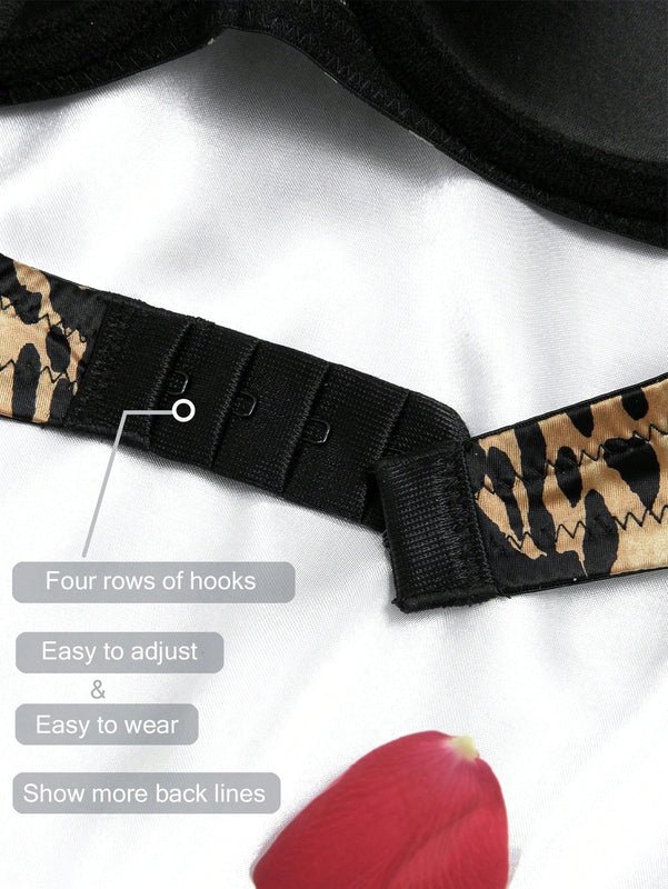 Sosten Con Aro Y Encaje Con Estampado De Leopardo Para Mujeres