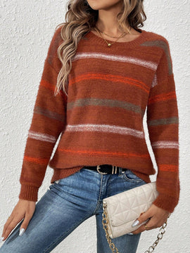 Essnce Sweater De Cuello Redondo Con Rayas