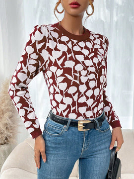 LUNE Sueter De Cuello Redondo Con Estampado Para Mujeres