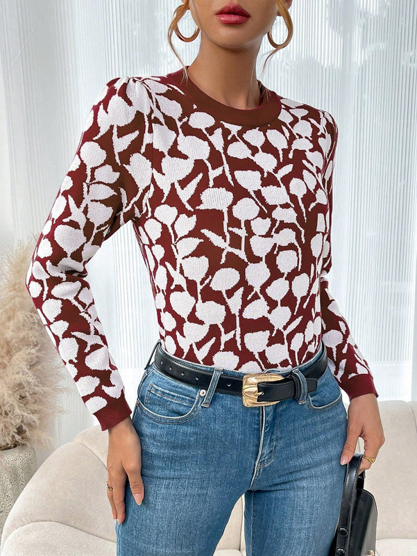 LUNE Sueter De Cuello Redondo Con Estampado Para Mujeres