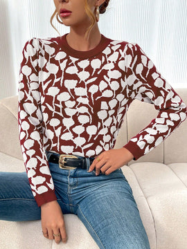 LUNE Sueter De Cuello Redondo Con Estampado Para Mujeres