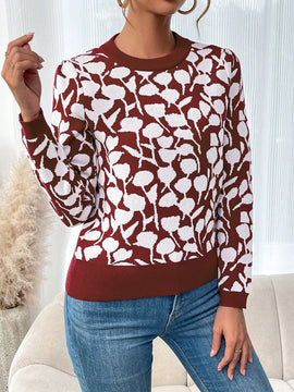 LUNE Sueter De Cuello Redondo Con Estampado Para Mujeres