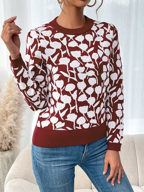 LUNE Sueter De Cuello Redondo Con Estampado Para Mujeres