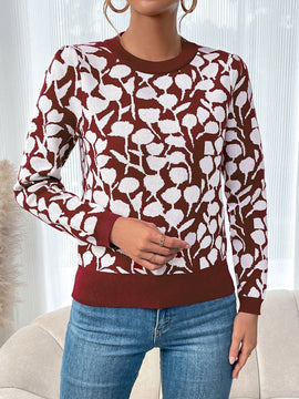 LUNE Sueter De Cuello Redondo Con Estampado Para Mujeres