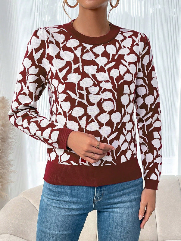 LUNE Sueter De Cuello Redondo Con Estampado Para Mujeres