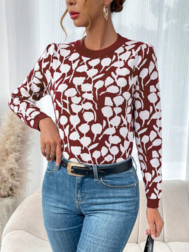 LUNE Sueter De Cuello Redondo Con Estampado Para Mujeres