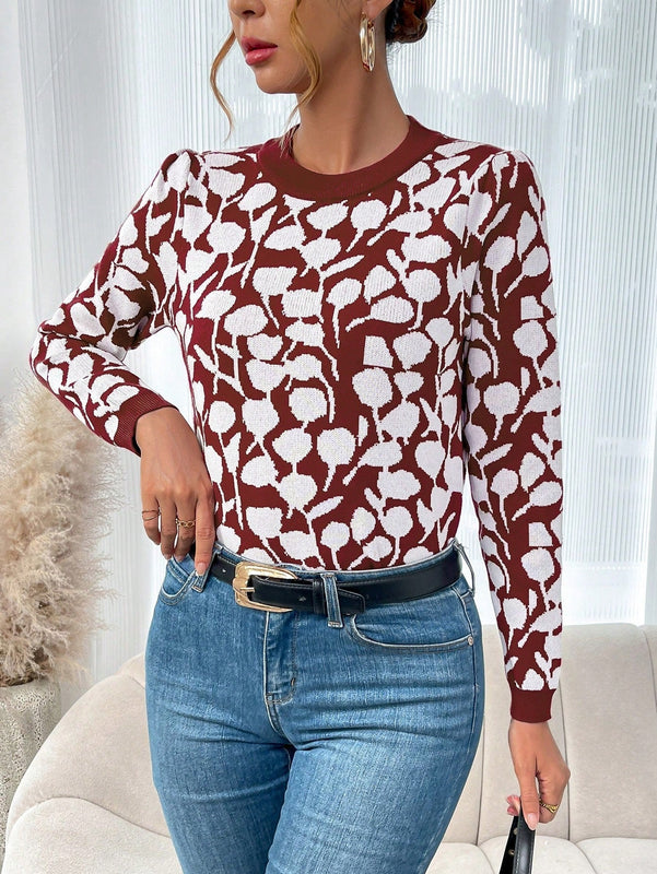 LUNE Sueter De Cuello Redondo Con Estampado Para Mujeres