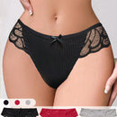 3 piezas Ropa interior comoda y transpirable para mujeres, tanga sexy con encaje y lazo