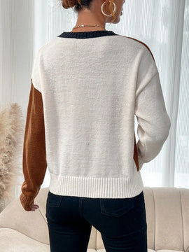 LUNE Sudadera Casual De Cuello Redondo De Color Contrastante