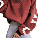 Ezwear sudadera con capucha informal para mujer con estampado de letras, para otono/invierno