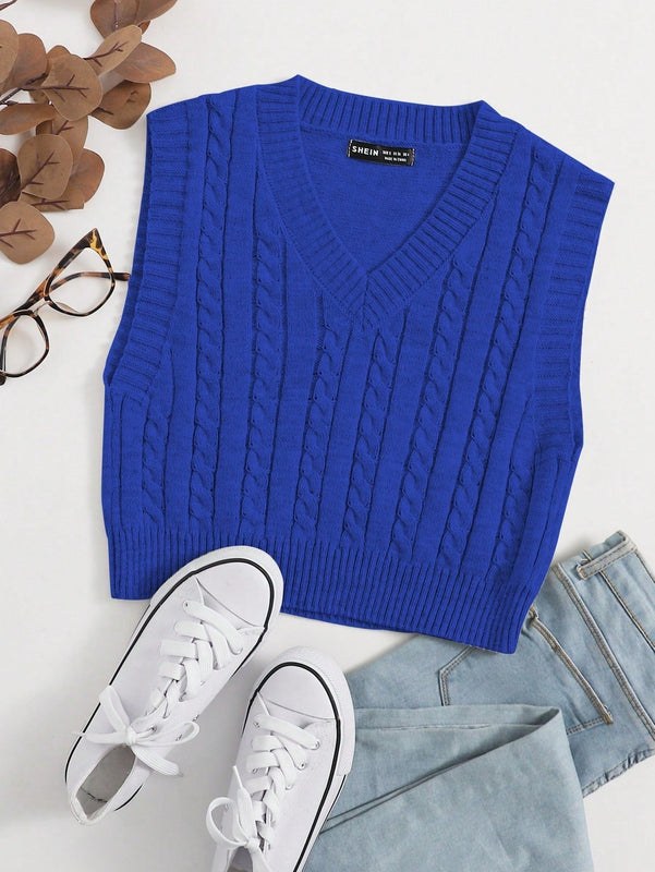 EZwear Chaleco De Punto Con Trenzas Para Mujer