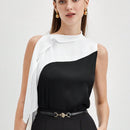 BIZwear Blusa De Mujer Sin Manga Con Dobladillo Asimetrico Y Bloque De Color