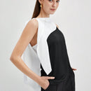 BIZwear Blusa De Mujer Sin Manga Con Dobladillo Asimetrico Y Bloque De Color
