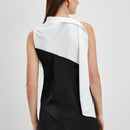 BIZwear Blusa De Mujer Sin Manga Con Dobladillo Asimetrico Y Bloque De Color