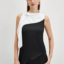 BIZwear Blusa De Mujer Sin Manga Con Dobladillo Asimetrico Y Bloque De Color