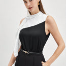 BIZwear Blusa De Mujer Sin Manga Con Dobladillo Asimetrico Y Bloque De Color