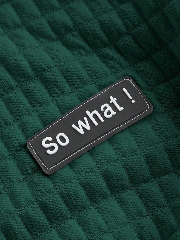 Ezwear capucha crop con slogan con parche con cordon delantero de hombros caidos