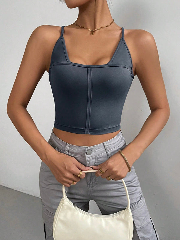 Camisola Corta De Color Liso Para Mujer