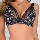 Bralette inalambrico para damas con encaje, patchwork y estampado floral