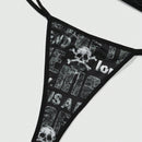 ROMWE Goth Conjunto De Sujetador Y Tanga De Mujer Con Impresion De Letras Y Calaveras