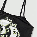 ROMWE Grunge Punk Camiseta De Tirantes Para Mujer Con Estampado De Letra Y Calavera