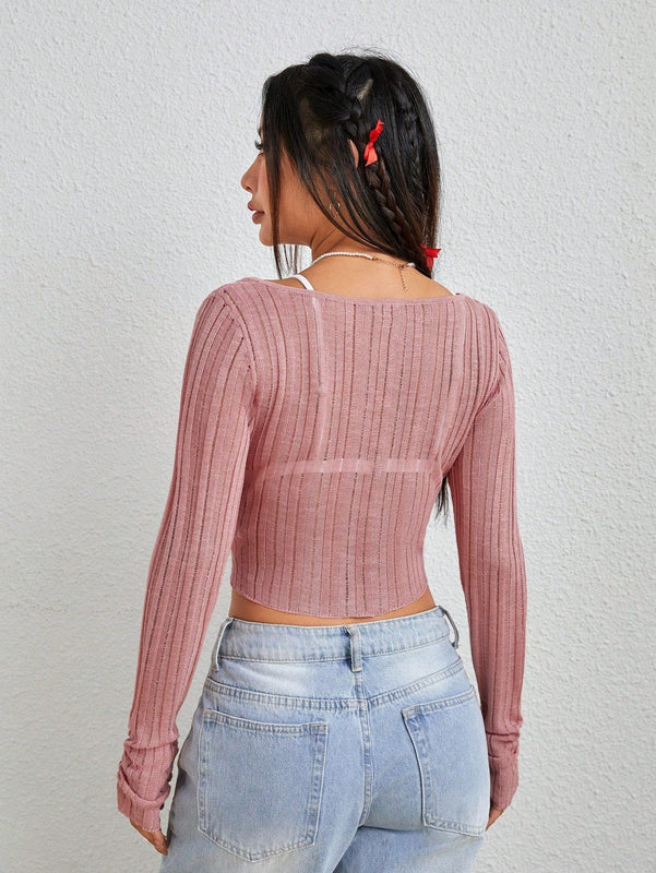 EZwear Sweater Transpirable De Cuello Cuadrado Para Mujer