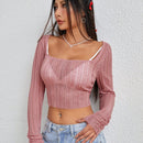 EZwear Sweater Transpirable De Cuello Cuadrado Para Mujer