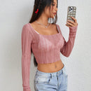 EZwear Sweater Transpirable De Cuello Cuadrado Para Mujer
